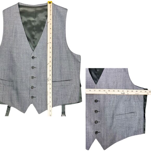 Vintage 1960s Cricketeer Smiths Mens 3-Piece Suit Pinstripe Double Vented Gray - Picture 8 of 11